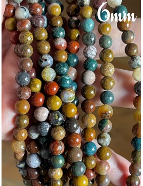 Perles 6mm de Jaspe Océan - L'Élégance Naturelle de la Mer en Bijoux.