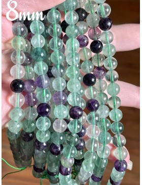 Perles 8mm de Fluorite - Couleurs Vibrantes pour des Bijoux uniques