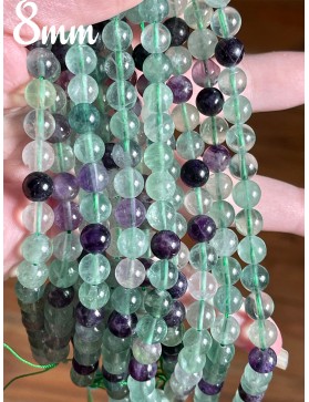 Perles 8mm de Fluorite - Couleurs Vibrantes pour des Bijoux uniques