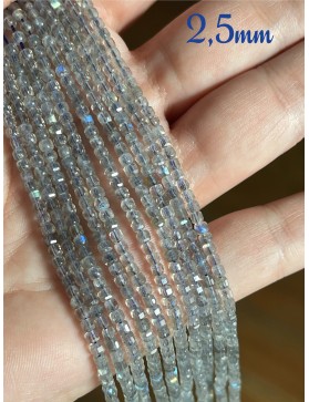 Perles Carrées Facettées de Labradorite 2,5mm - Éclat Mystique pour Vos Créations de Bijoux