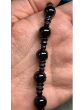 ONYX NOIRE (Agate noire)  perles "Guru perle 3 trous" 10mm à l'unité